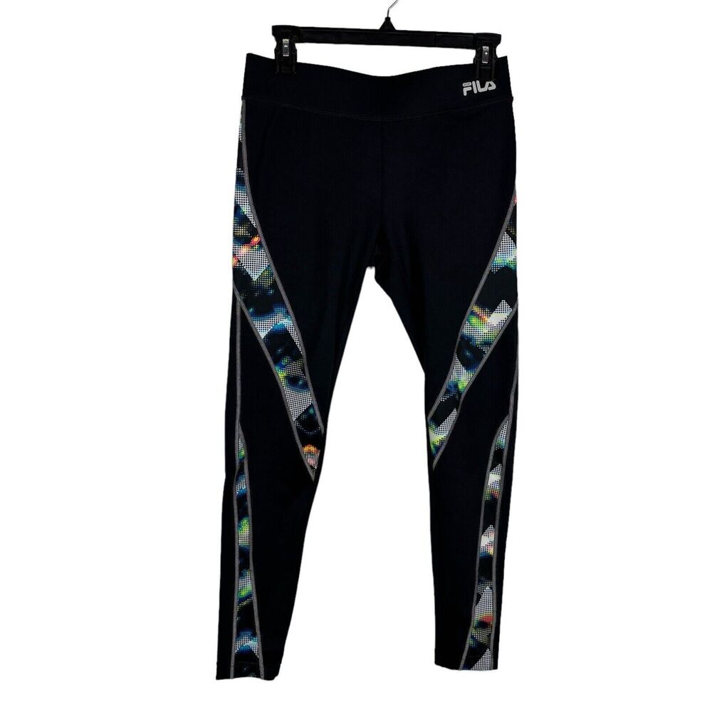 Fila Running Sport Performance Black Print Leggings Women's Small